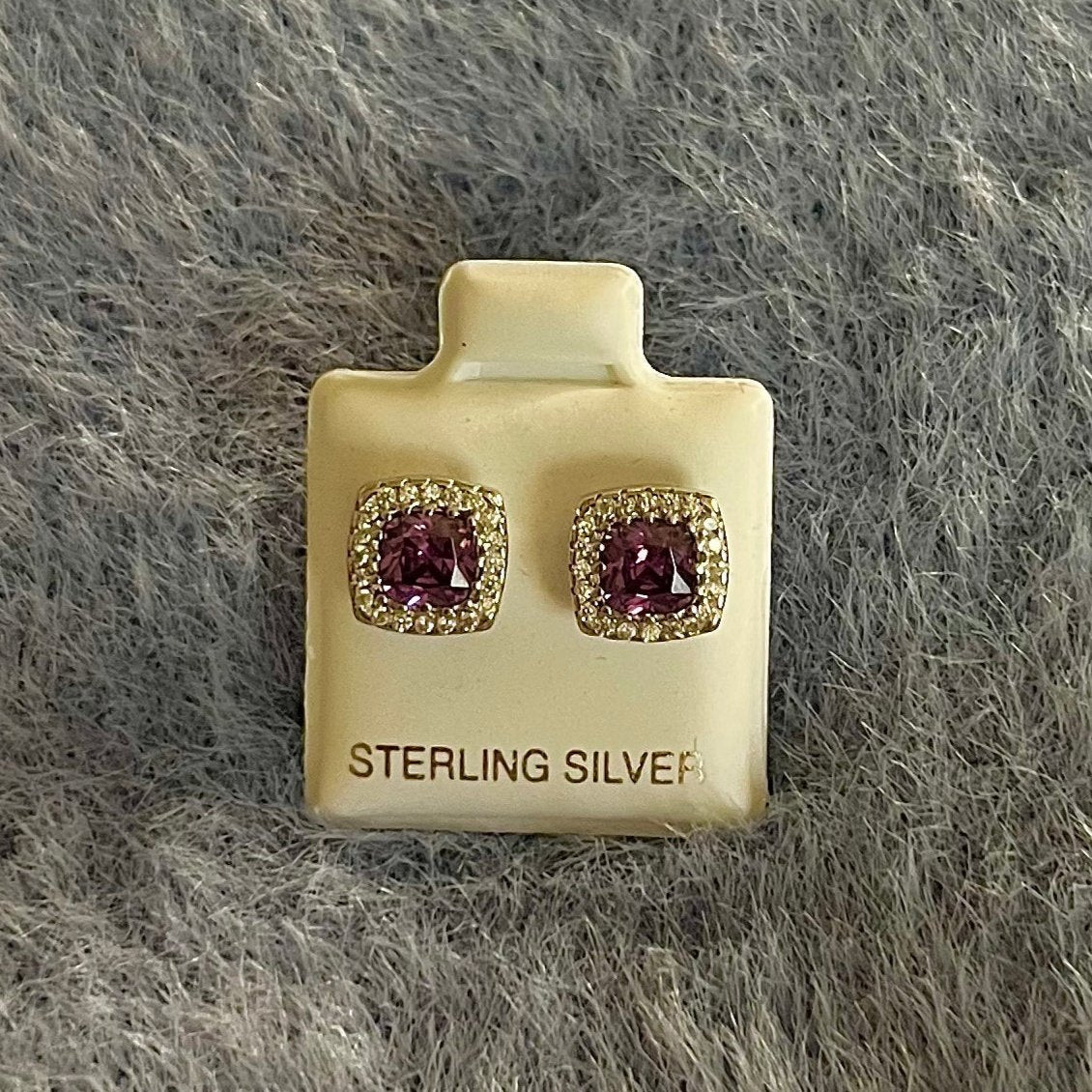 Party Time Purple Squared Shape Stud Earrings