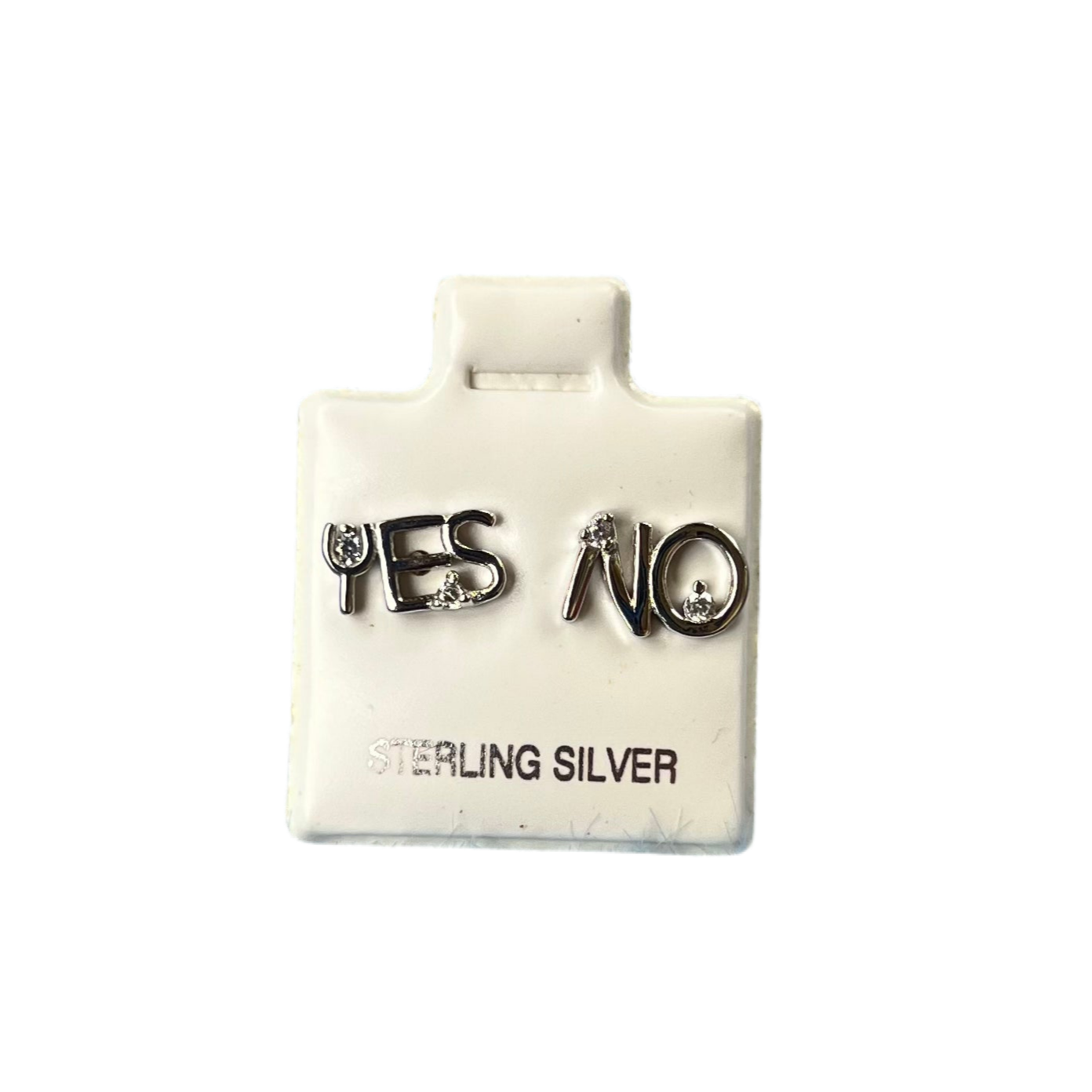 Yes or No 925 Sterling Silver Stud Earrings