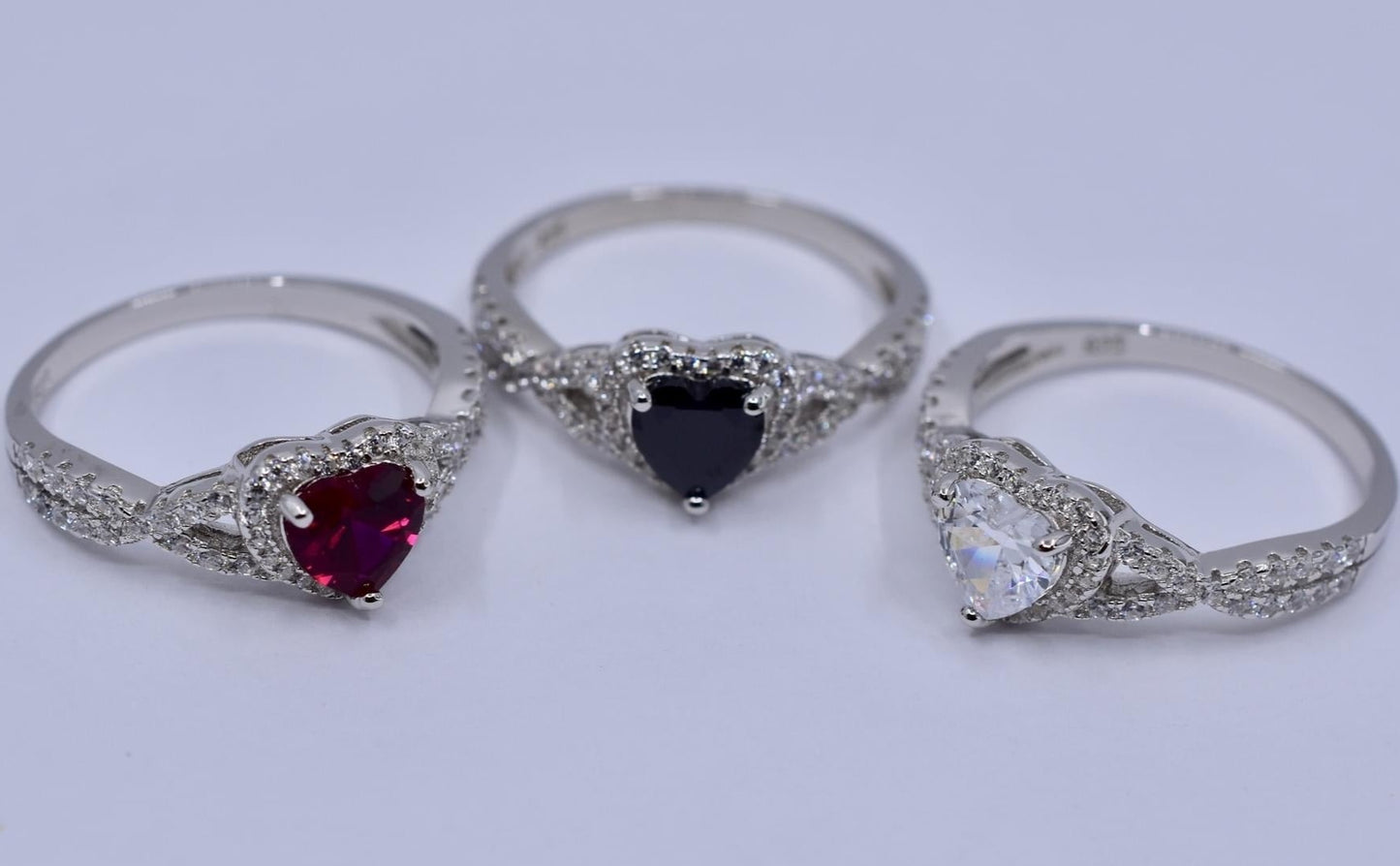 HEART STONE SHAPE ZIRCONIA CRYSTAL STONE 925 SILVER RING