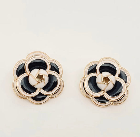 Enamel Camellia Earrings