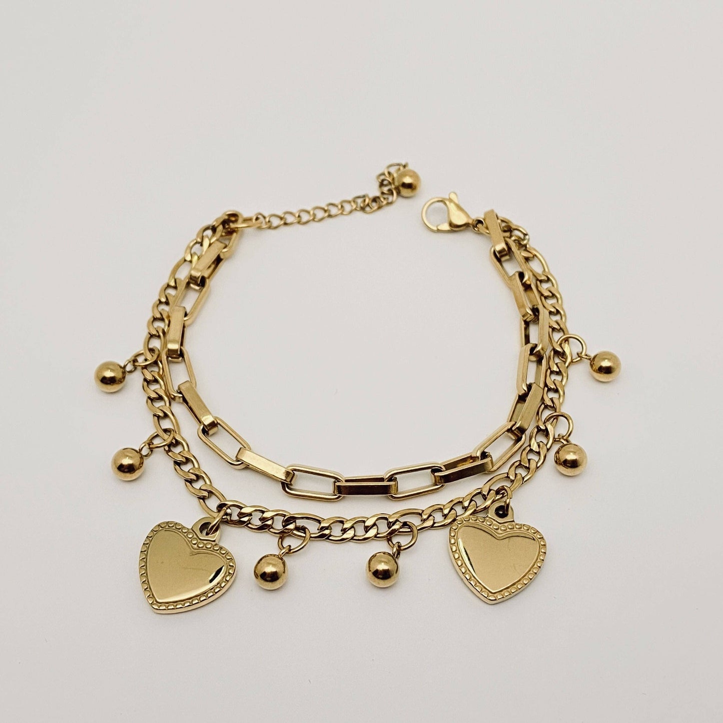 Heart Shape Pendant Stainless Steel Gold-plated Bracelet