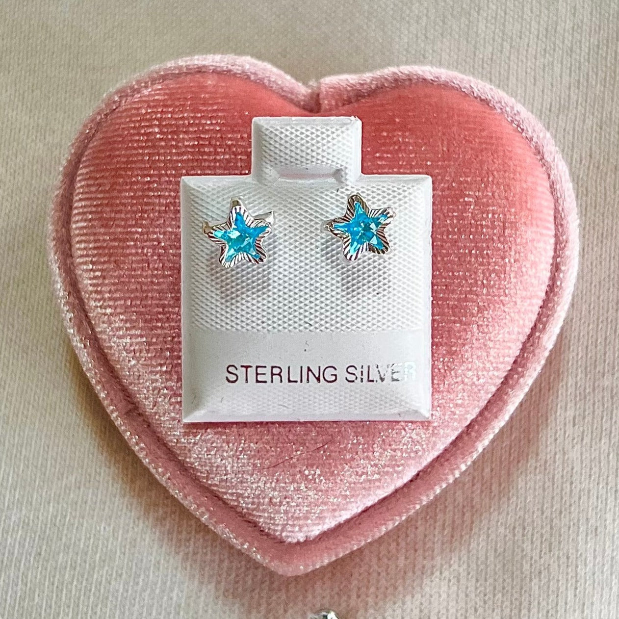 Little Blue Star Stud 925 Sterling Silver Kids Screw-Back Earrings