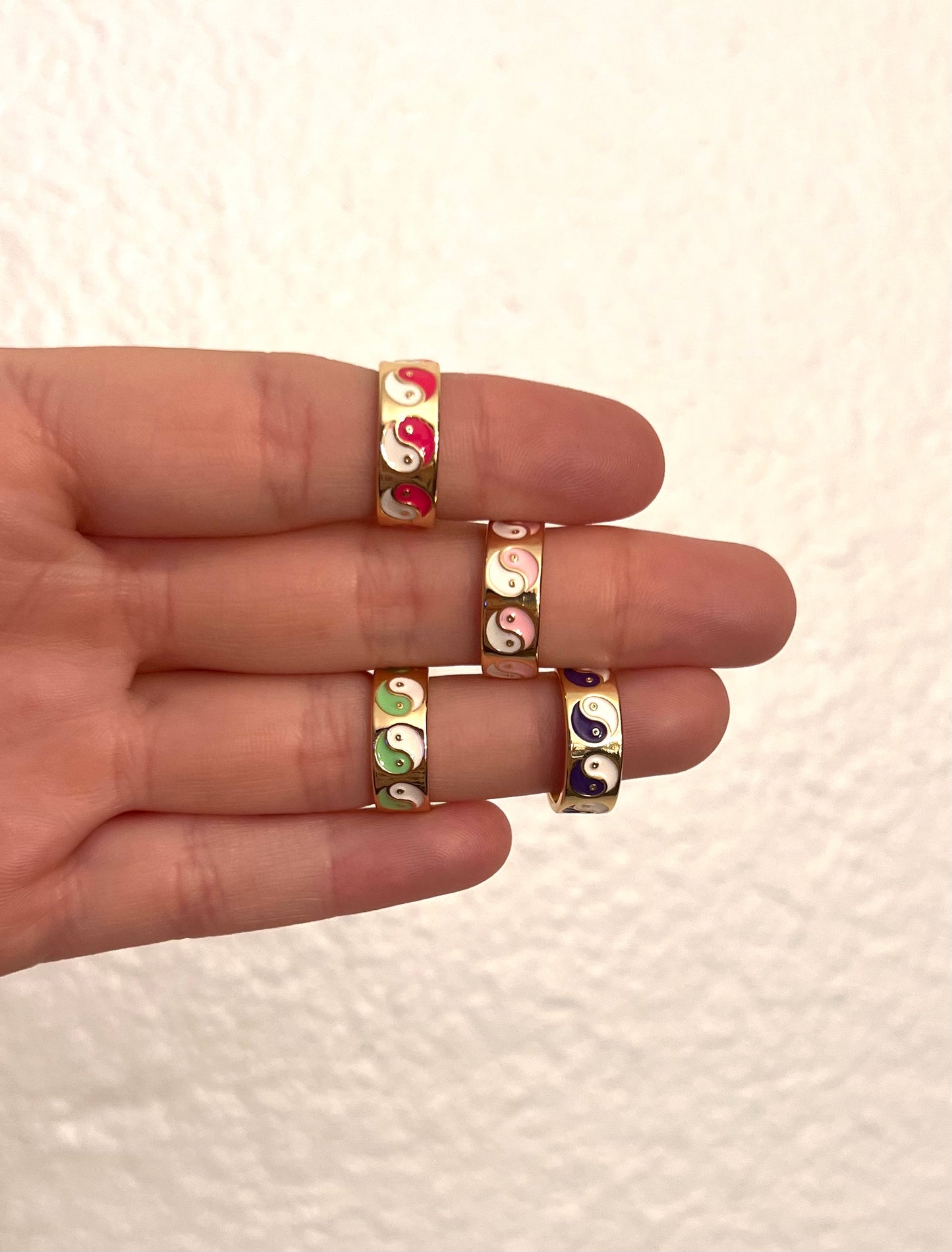 Ying Yang Enamel Round Gold Plated Half Hoop Y2K Earrings