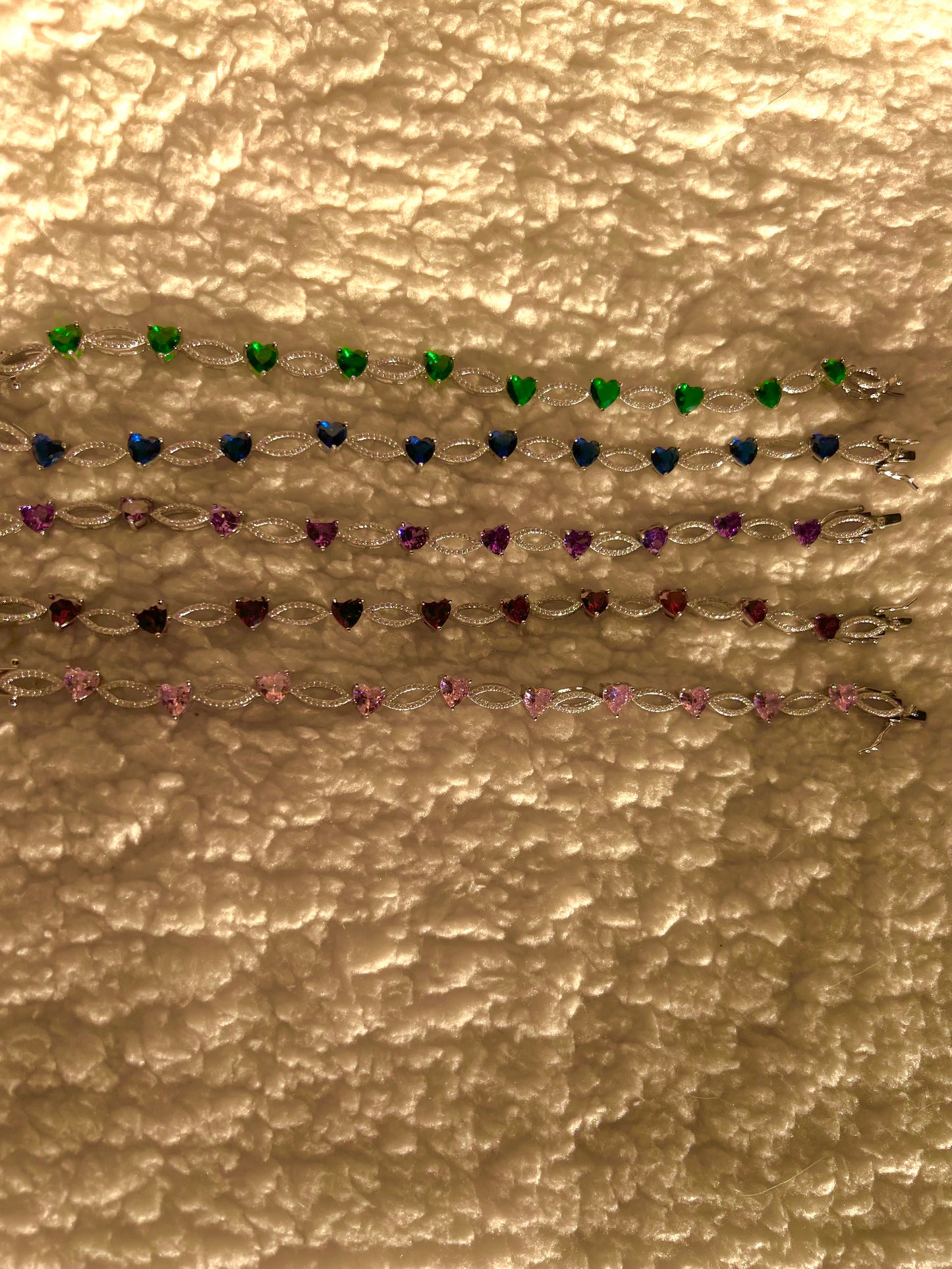 PRINCESS ALLOVER HEART SHAPE ZIRCONIA STONES 925 SILVER BRACELET