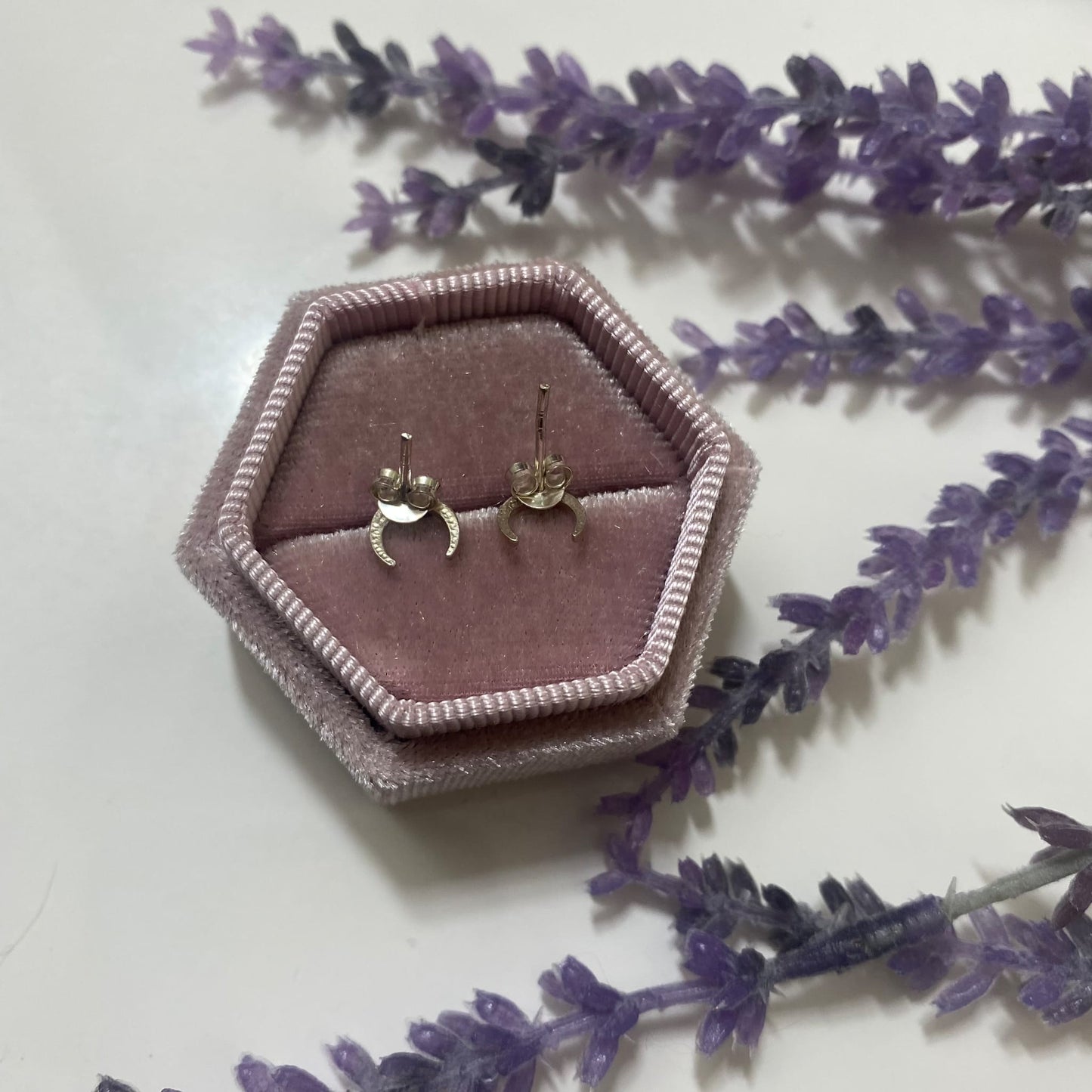 Mini Moon Shape 925 Sterling Silver Stud Earrings