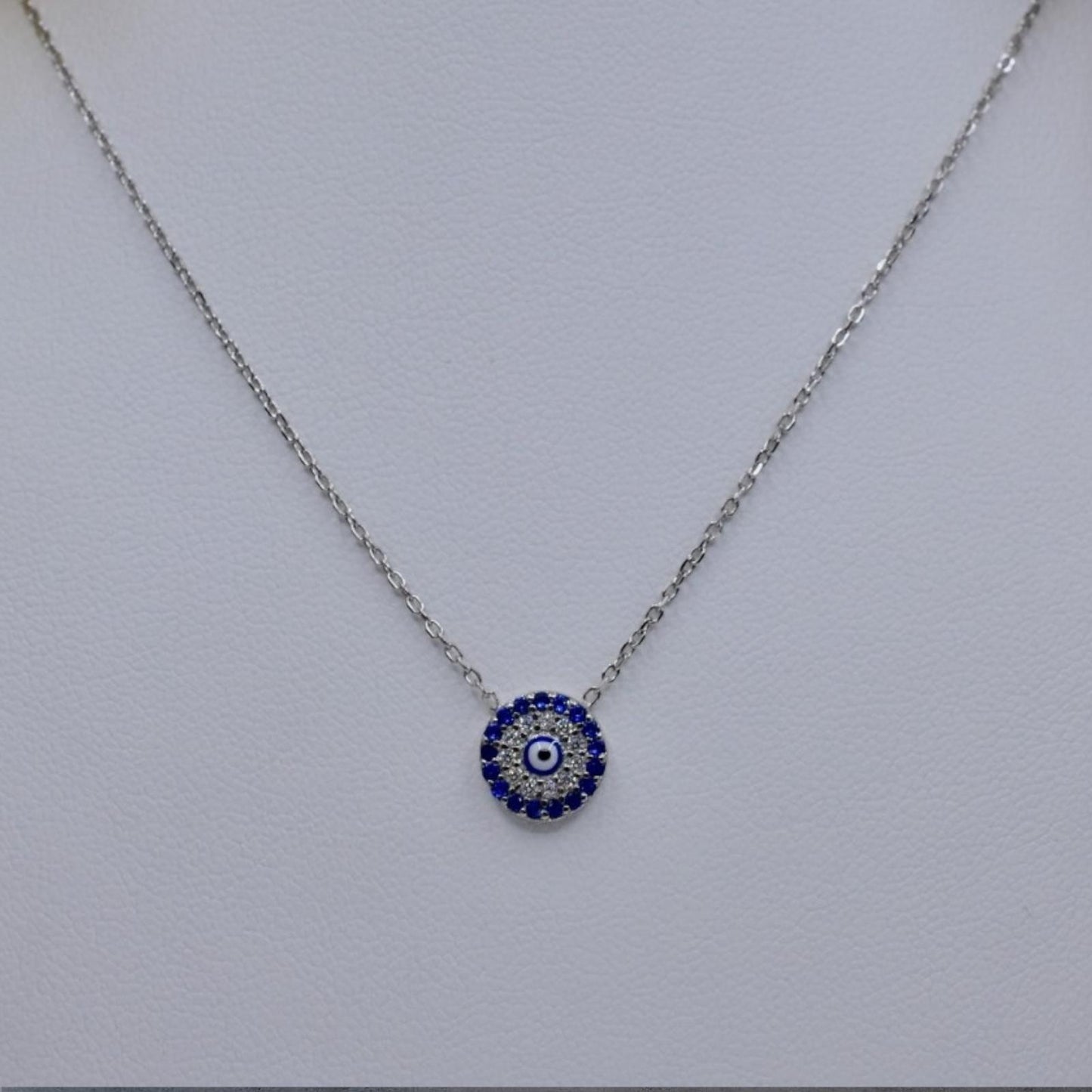 925 SILVER EVIL EYE STUDDED PENDANT PROTECTION NECKLACE