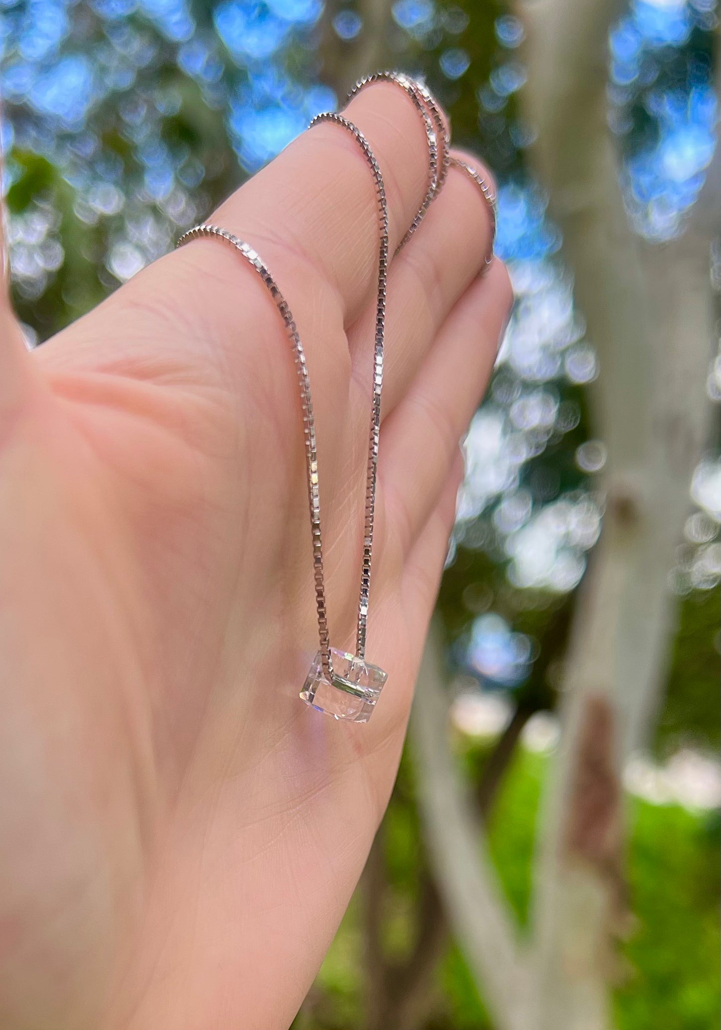 Bubbles Cubic Crystal Pendant Adjustable Choker Necklace