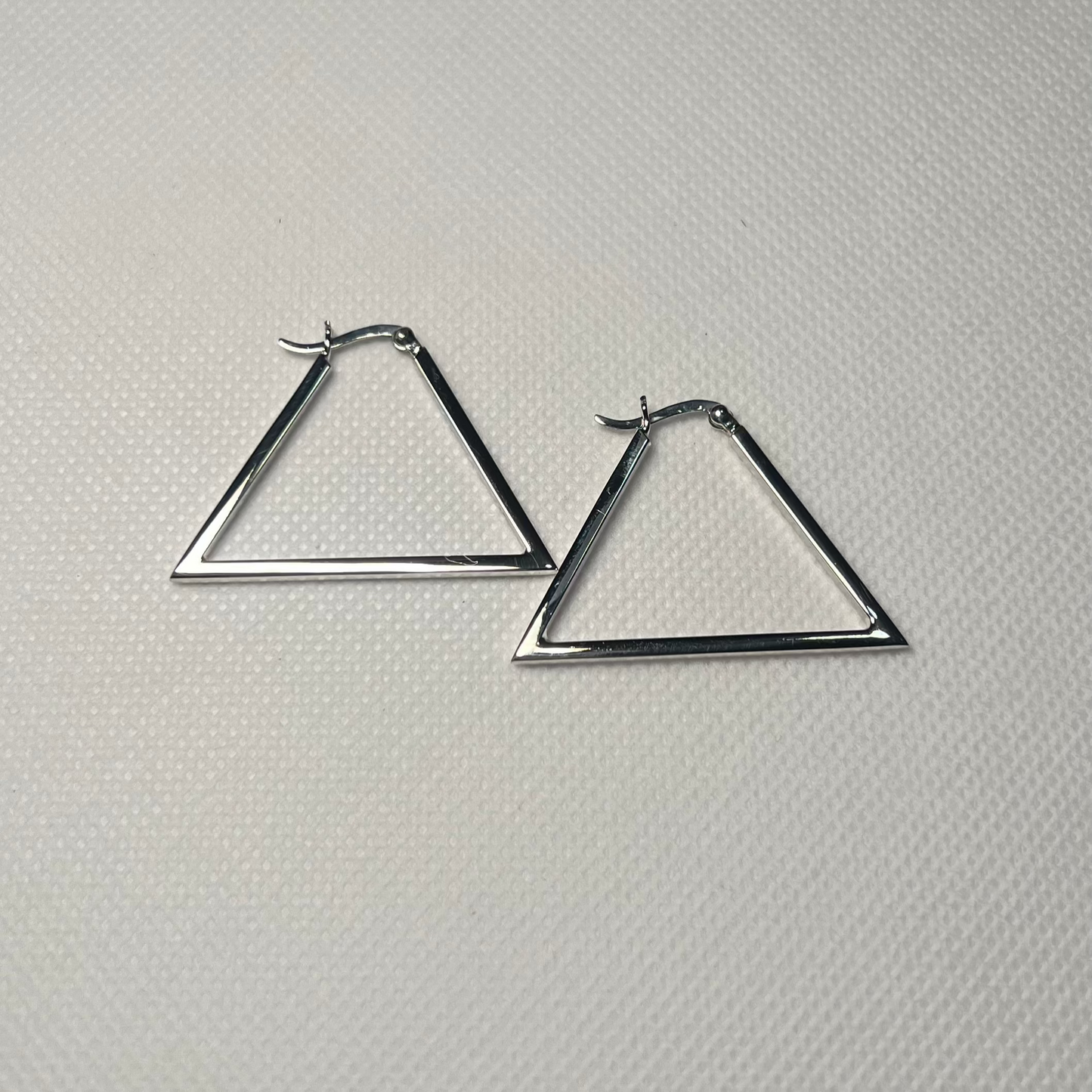 Pyramid Triangle Shape Sterling Silver Hoop Earrings