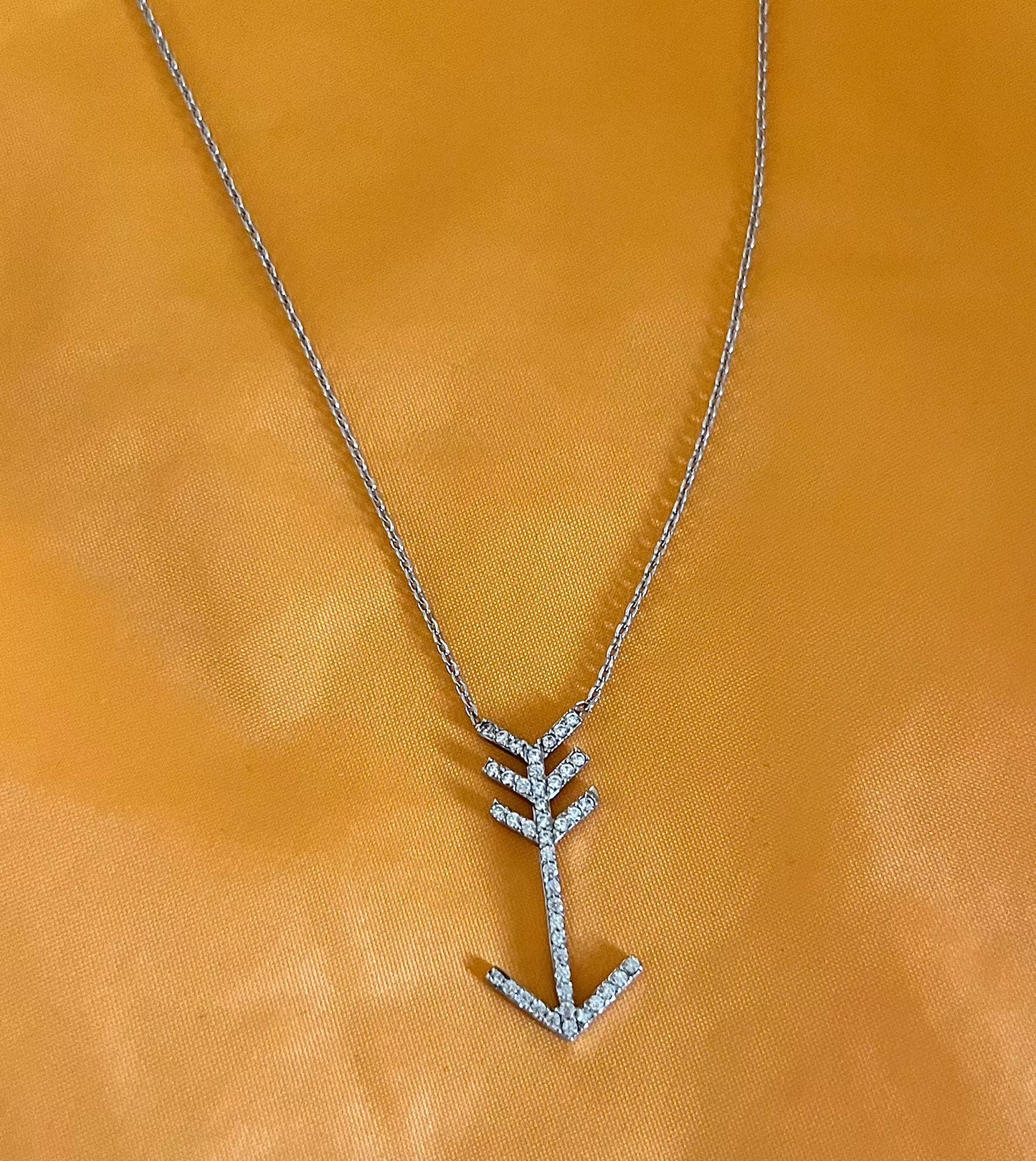 Studded Vertical Arrow Pendant 925 Sterling Silver Necklace