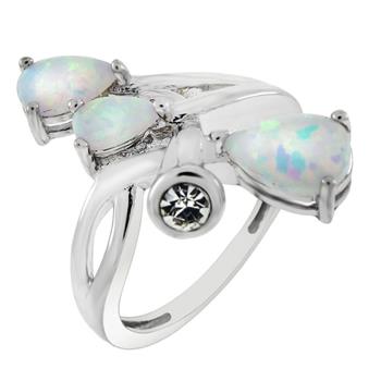 Buenas Vibras Simulated White Opal Sterling Silver Ring
