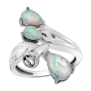 Buenas Vibras Simulated White Opal Sterling Silver Ring