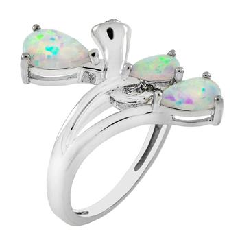 Buenas Vibras Simulated White Opal Sterling Silver Ring