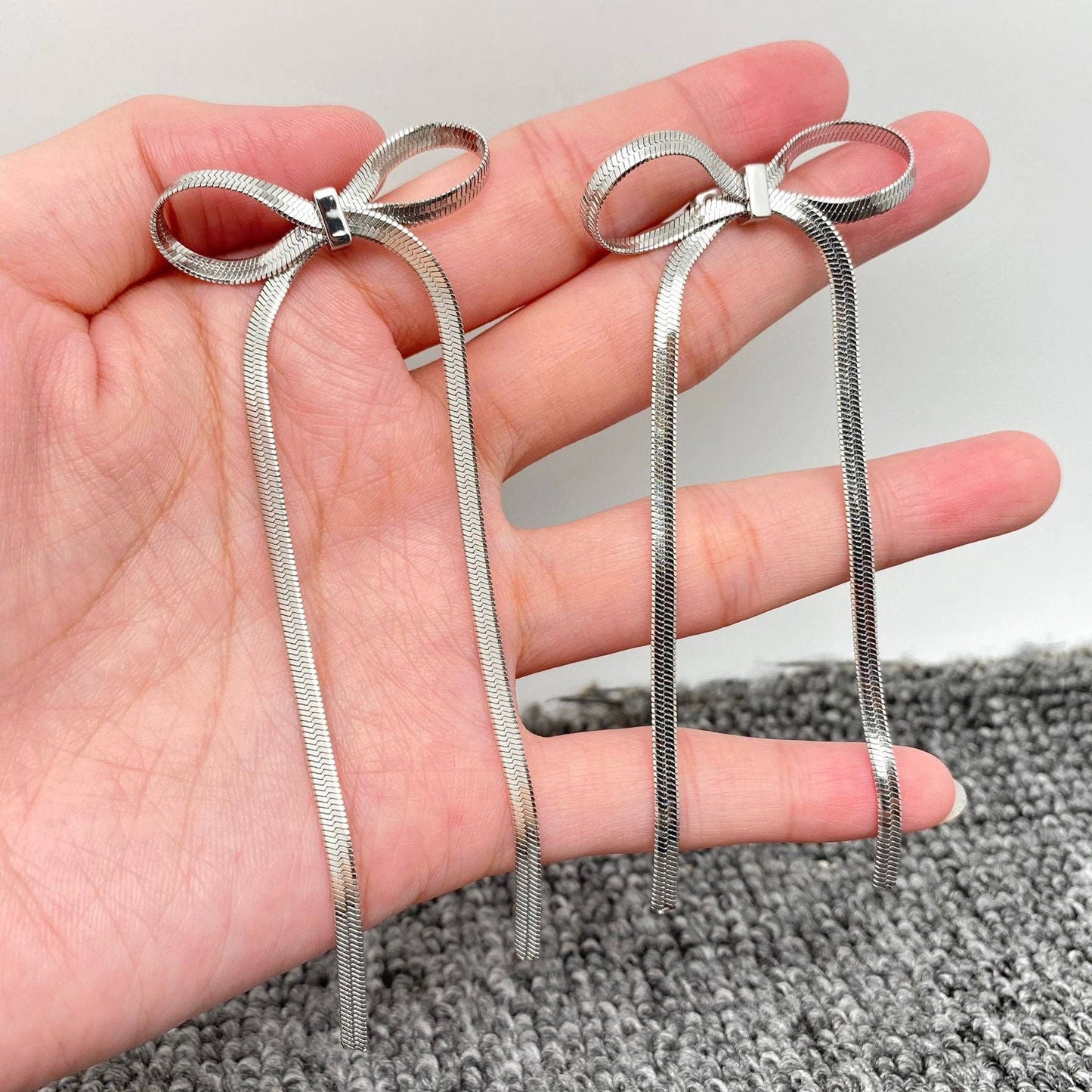 Chain Fringe Bow 18K Gold-Plated Stainless-Steel Stud Earrings