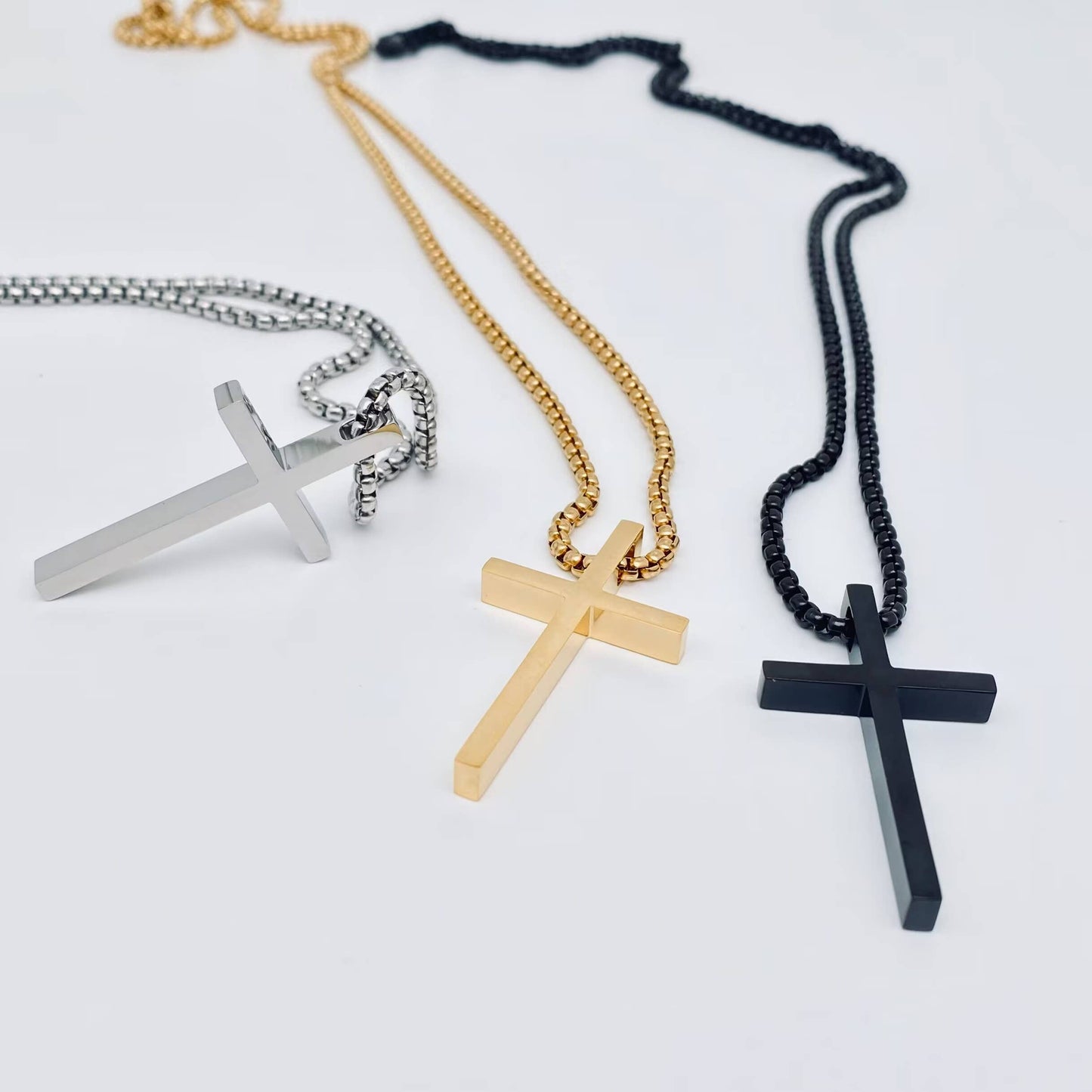 Glossy Cross Stainless Steel Pendant Necklace