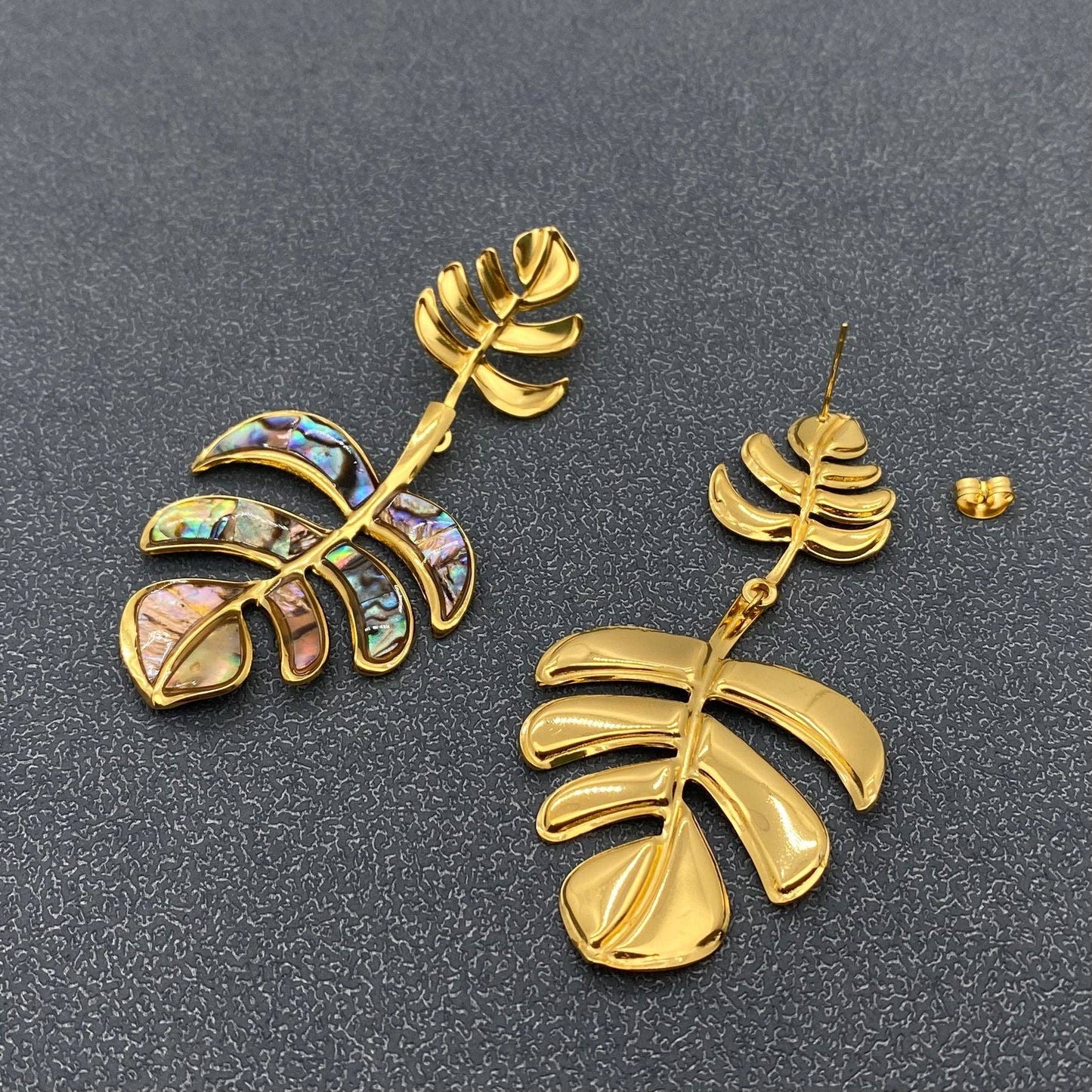 Shell Leaf 18K Gold-Plated Stainless-Steel Post Earrings