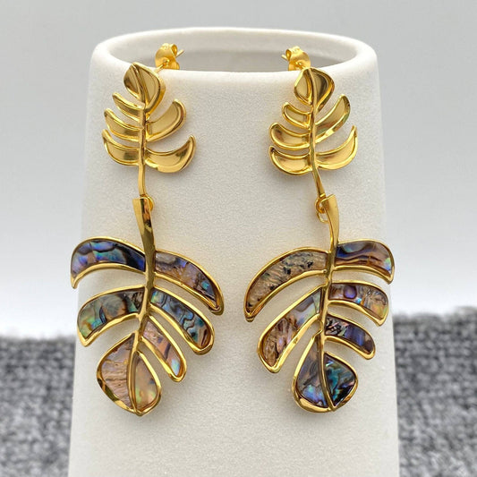 Shell Leaf 18K Gold-Plated Stainless-Steel Post Earrings
