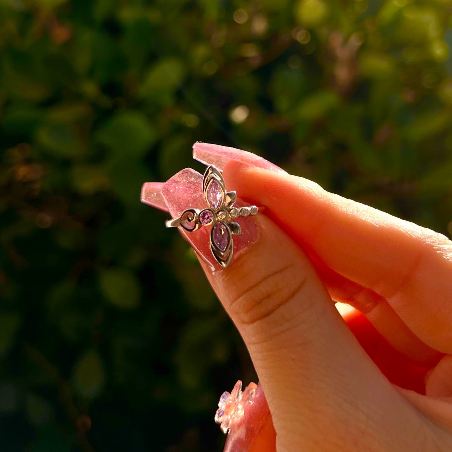 Going Up Dragonfly Shape Zirconia Stone 925 Silver Ring