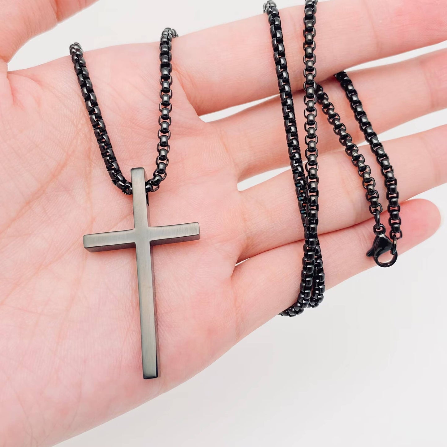 Glossy Cross Stainless Steel Pendant Necklace