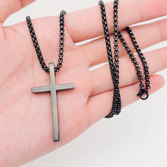 Glossy Cross Stainless Steel Pendant Necklace
