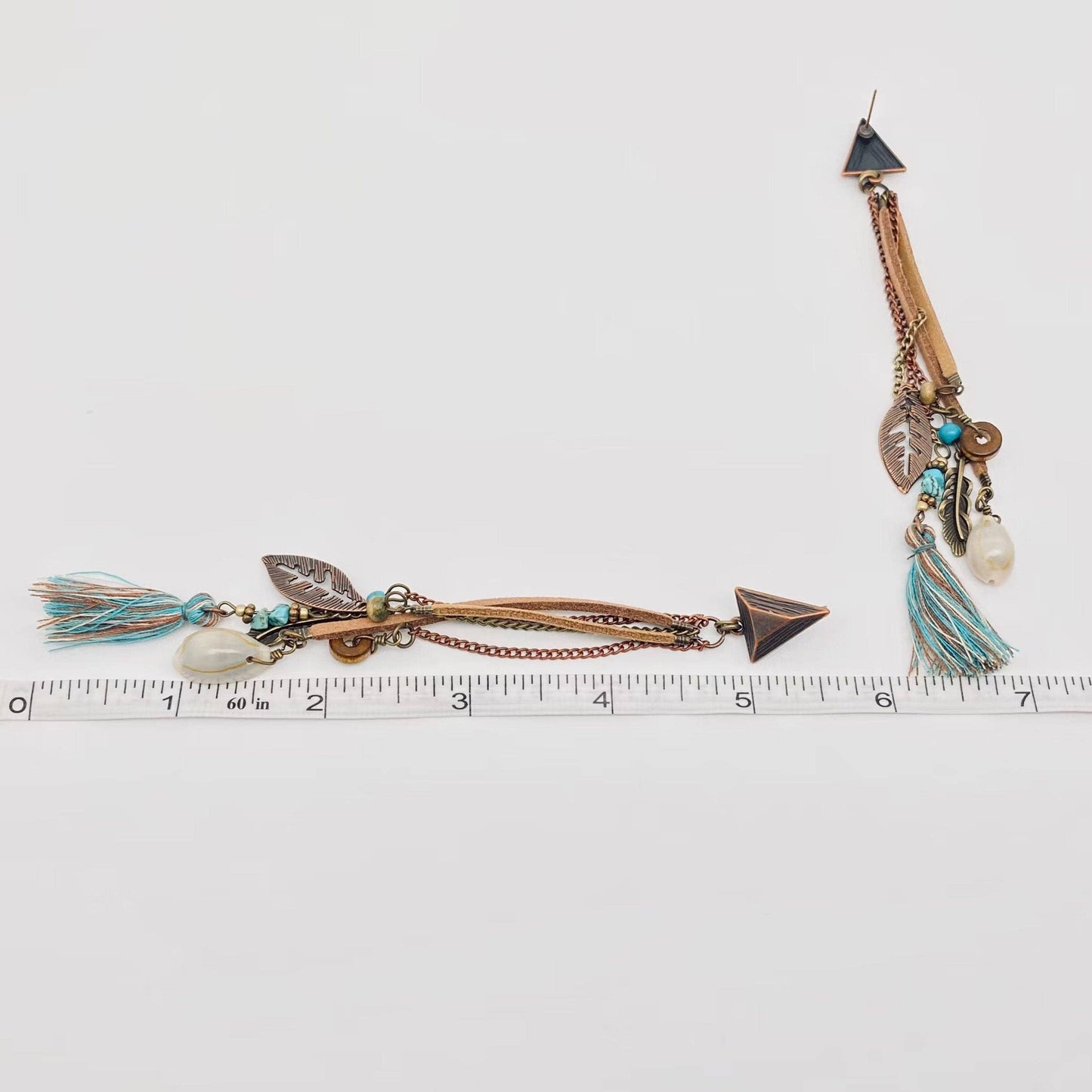 Bohemian Chain Tassel Triangle Stud Earrings