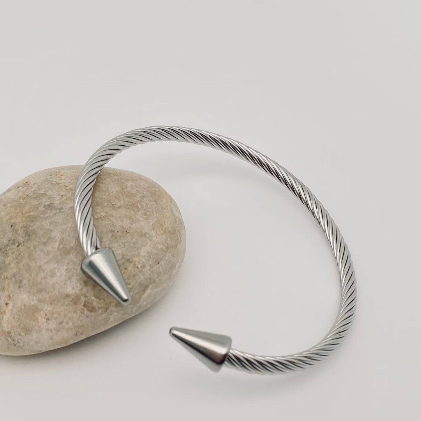 Stainless Steel Opening Adjustable Nail Bangle