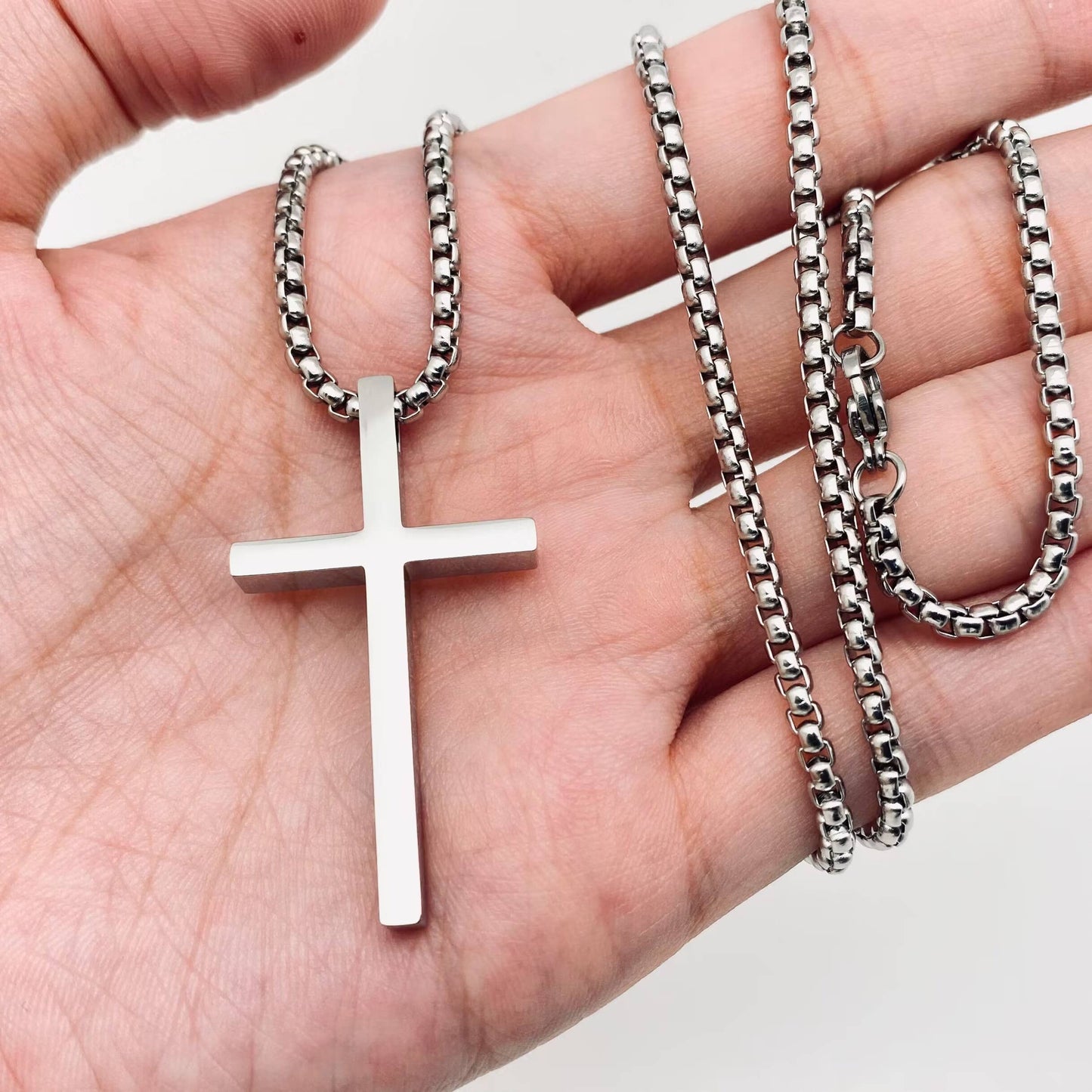 Glossy Cross Stainless Steel Pendant Necklace