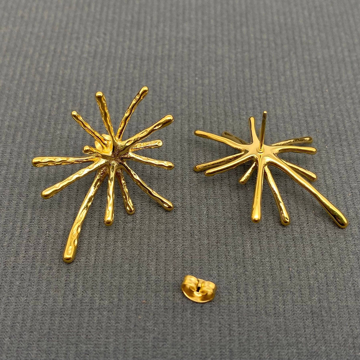 Fireworks Shape 18K Gold-Plated Stainless-Steel Stud Earrings