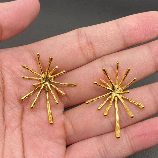Fireworks Shape 18K Gold-Plated Stainless-Steel Stud Earrings
