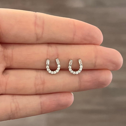 Cowgirl Horseshoe 925 Sterling Silver Stud Earrings