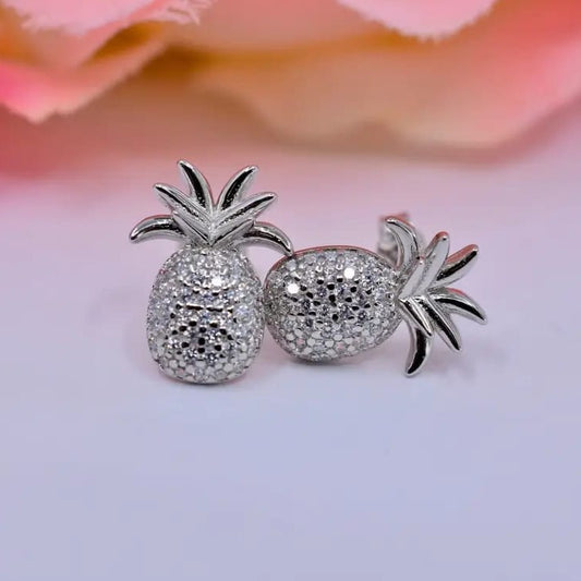 Pineapple Shape 925 Sterling Silver Stud Earrings