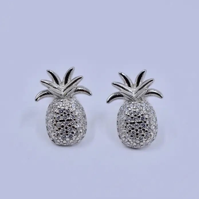 Pineapple Shape 925 Sterling Silver Stud Earrings