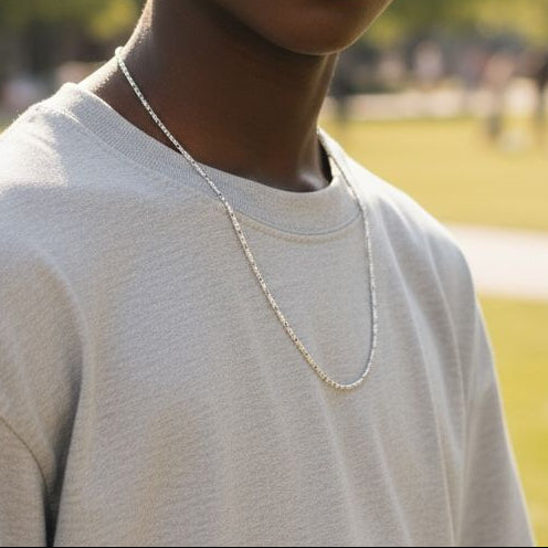 925 SILVER LINK BAR 22IN CHAIN NECKLACE