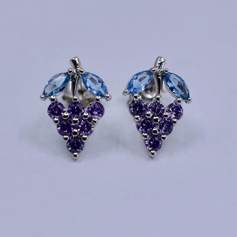 925 SILVER GRAPES CZ STUD EARRINGS