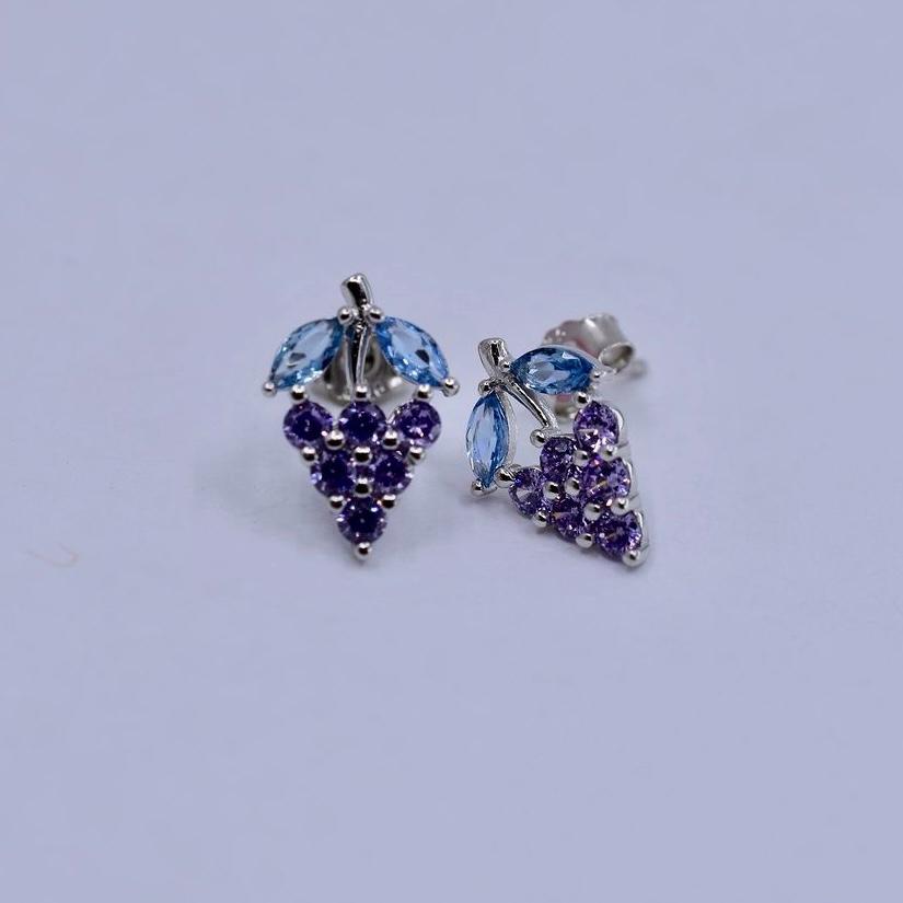 925 SILVER GRAPES CZ STUD EARRINGS