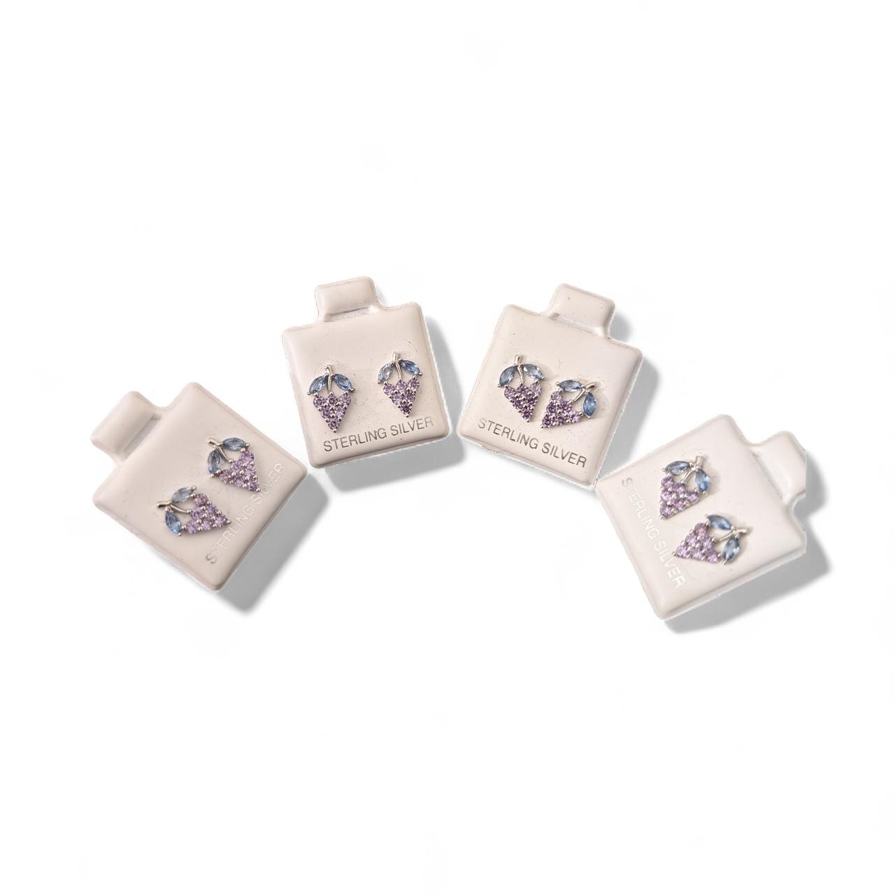 925 SILVER GRAPES CZ STUD EARRINGS