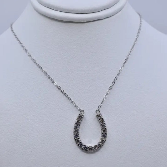 Herradura 925 Silver Horseshoe Studded Pendant Necklace