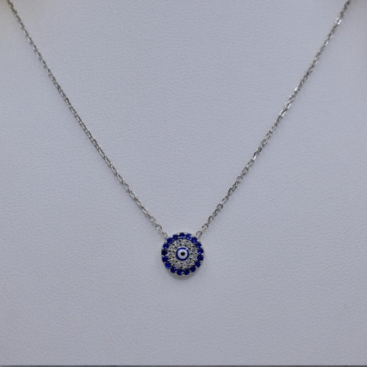 925 SILVER EVIL EYE STUDDED PENDANT PROTECTION NECKLACE