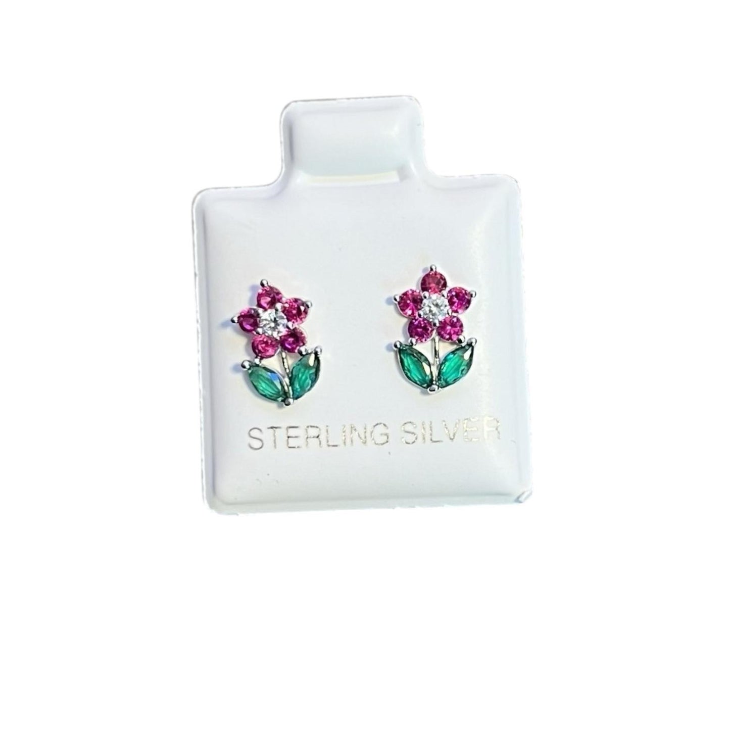 925 SILVER AZALEA FLOWER STUD EARRINGS