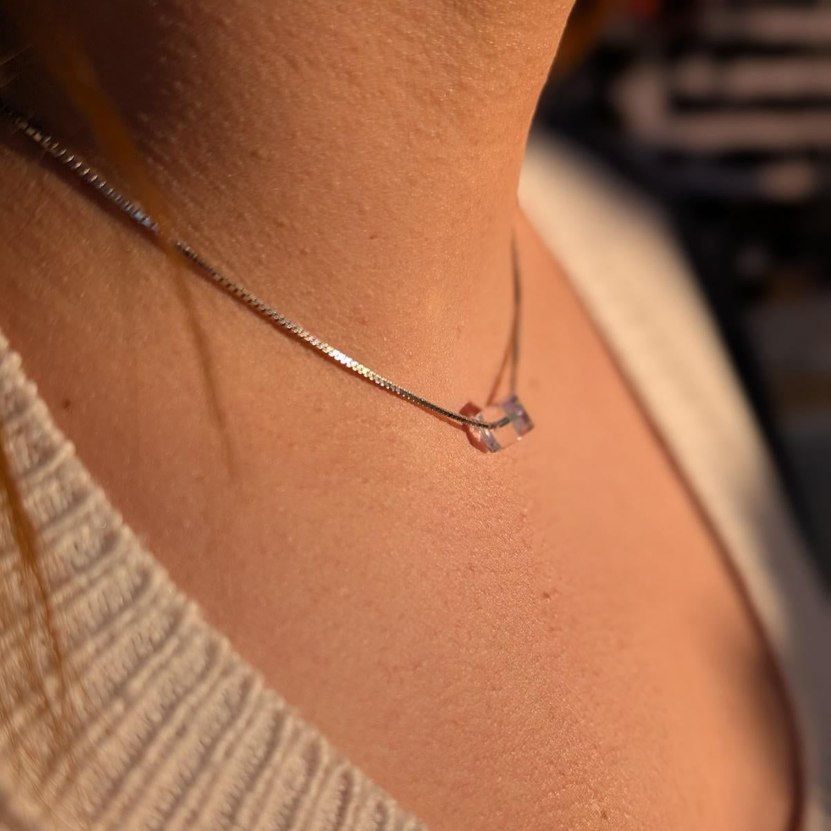925 Silver Bubbles Cubic Crystal Pendant Necklace