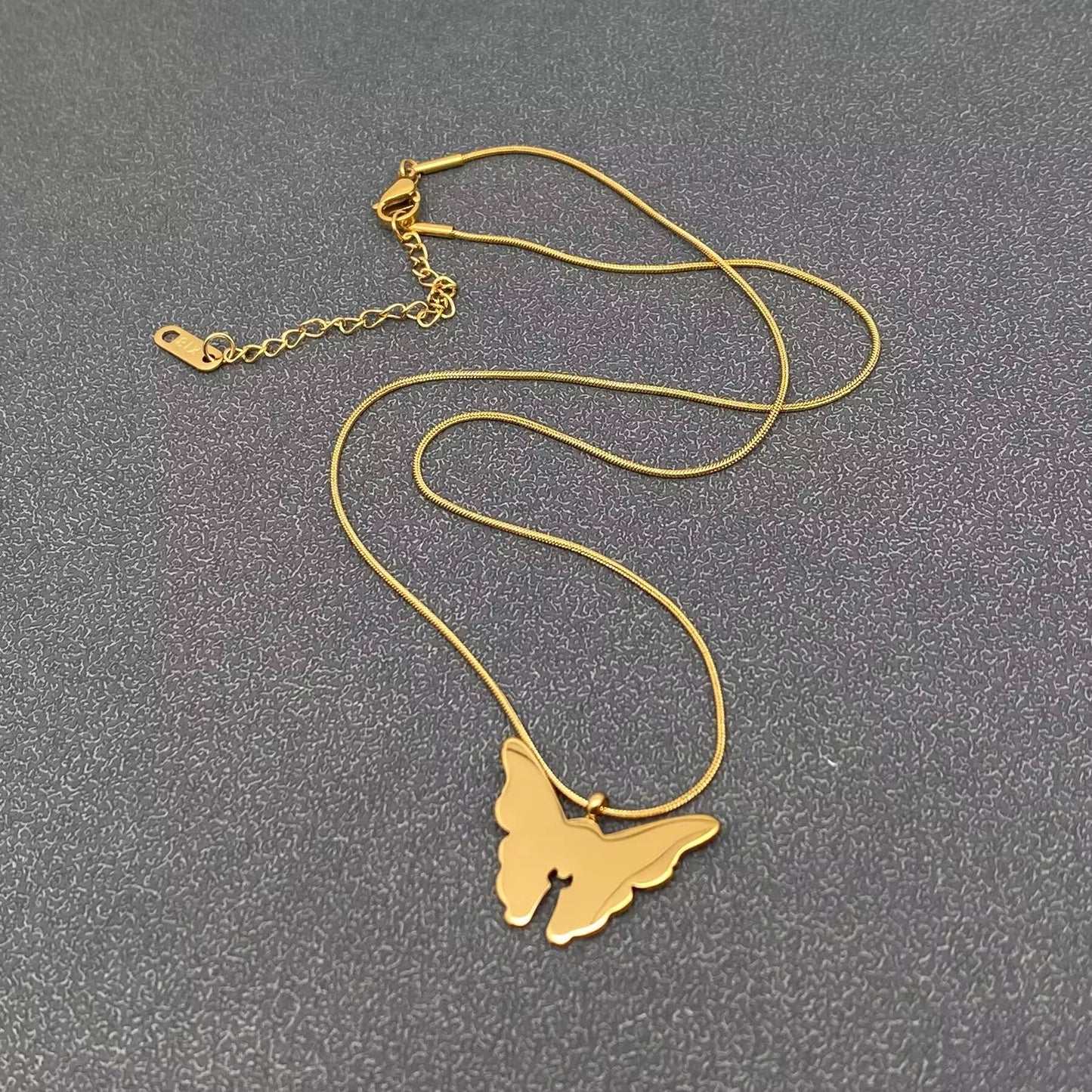 Enamel Butterfly Charm 18K Gold-Plated Stainless-Steel Necklace