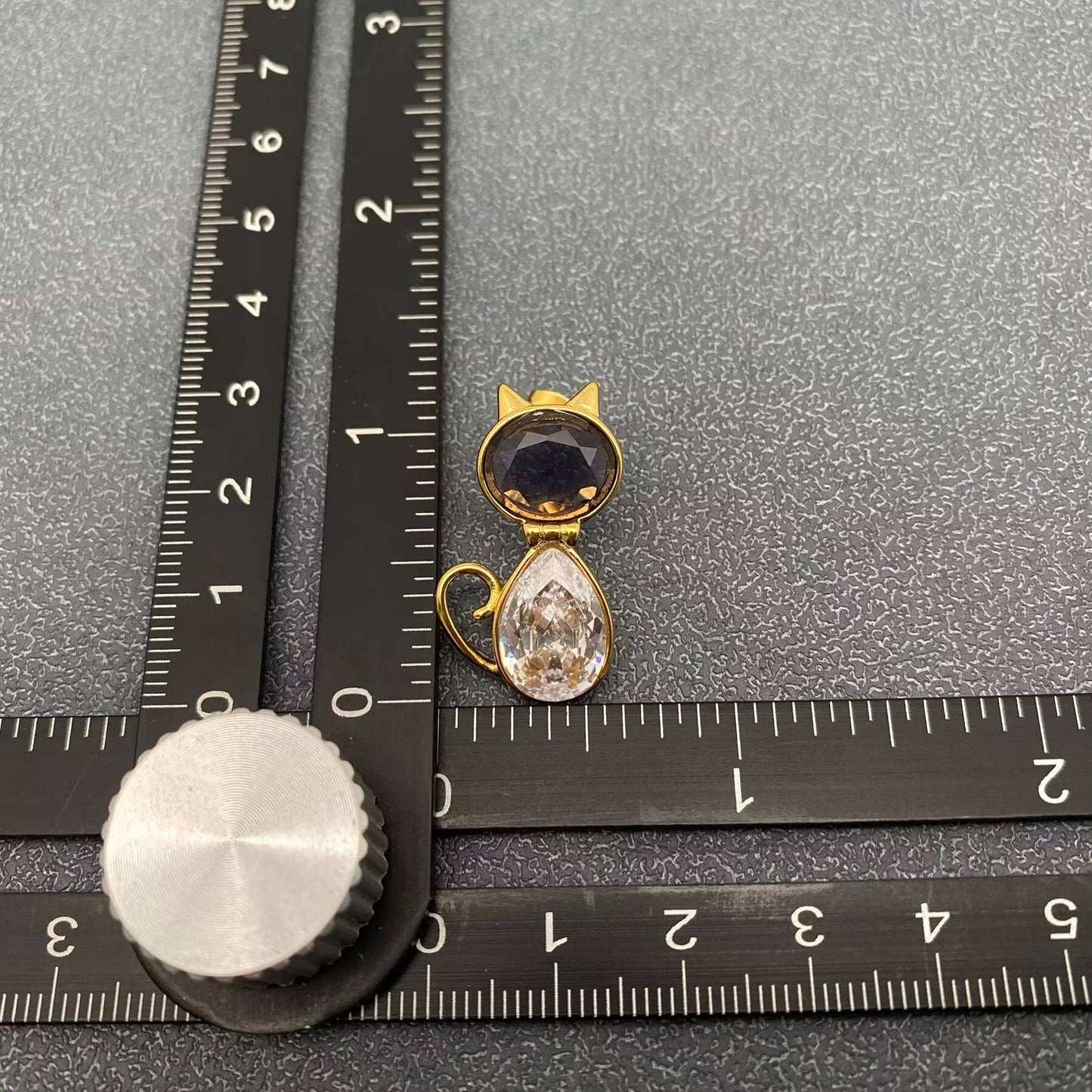 Zircon Cat 18K Gold-Plated Stainless-Steel Stud Earrings