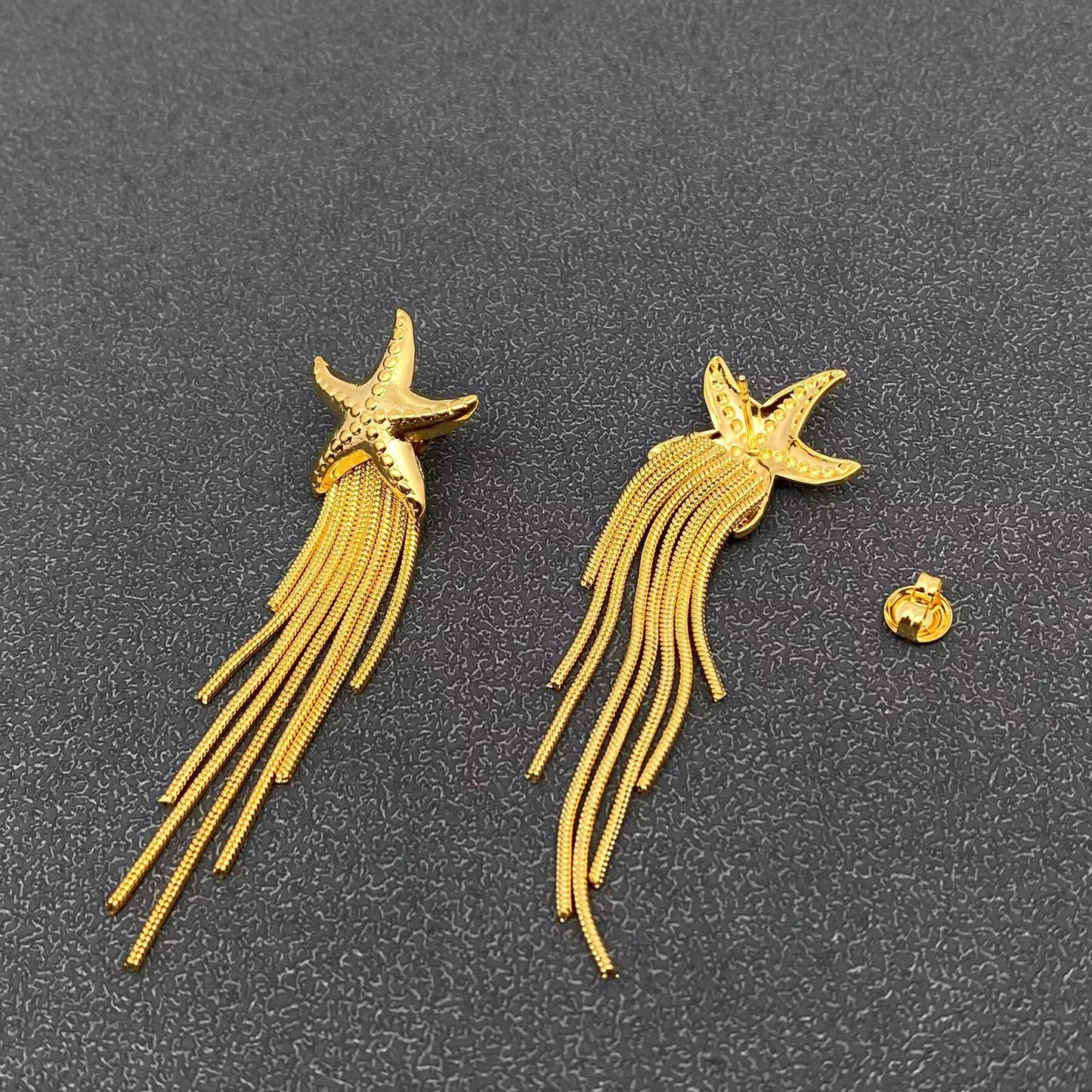 18K Gold Plated SS Fringe Starfish Post Earrings