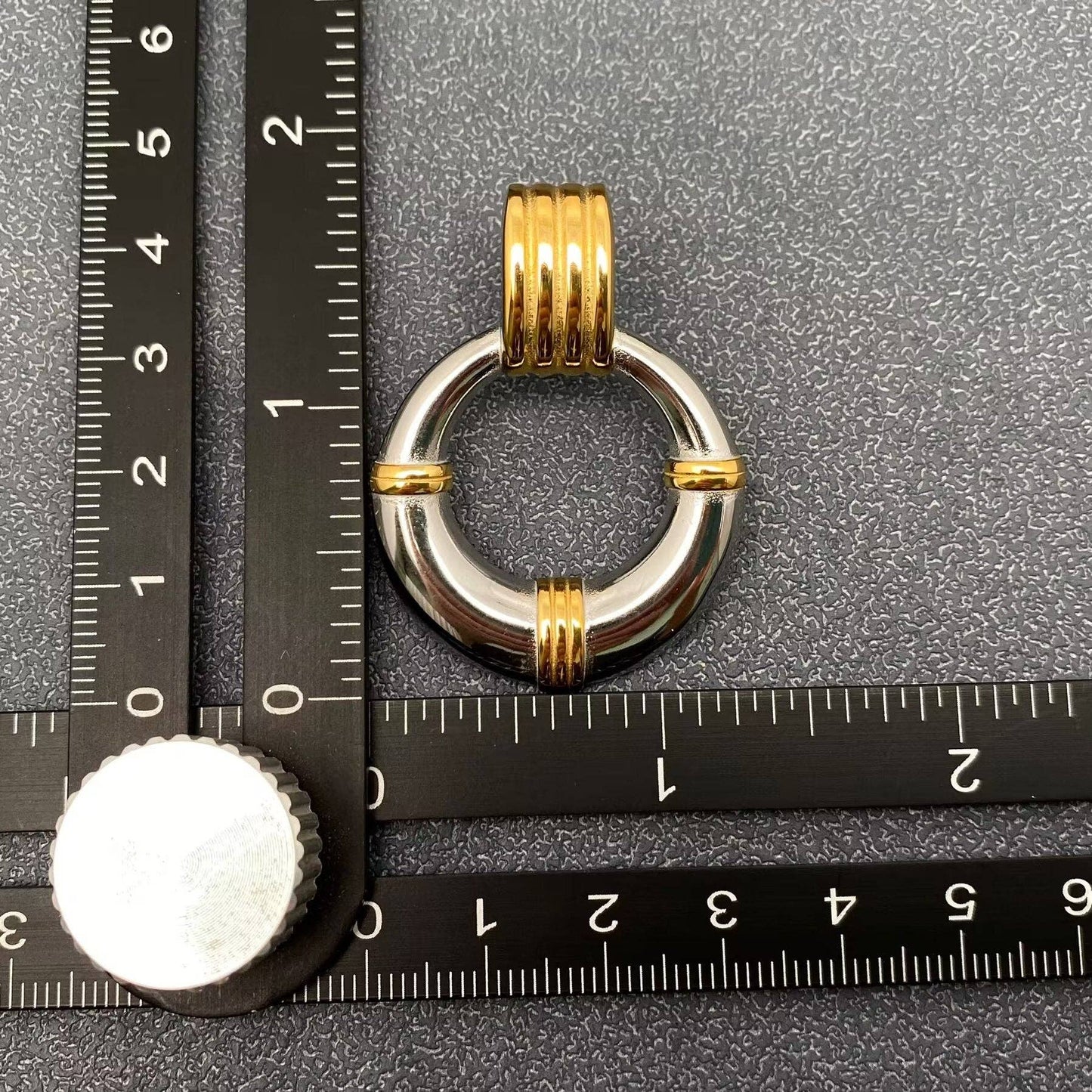 Two Tone 18K Gold Plated SS Geometric Post Earrings