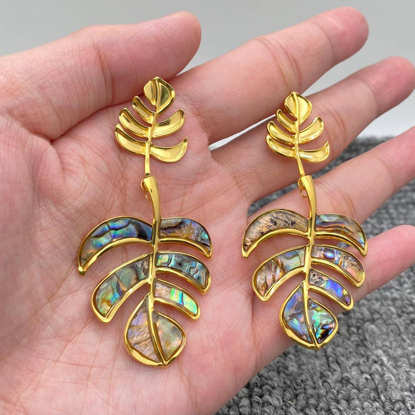 Shell Leaf 18K Gold-Plated Stainless-Steel Post Earrings