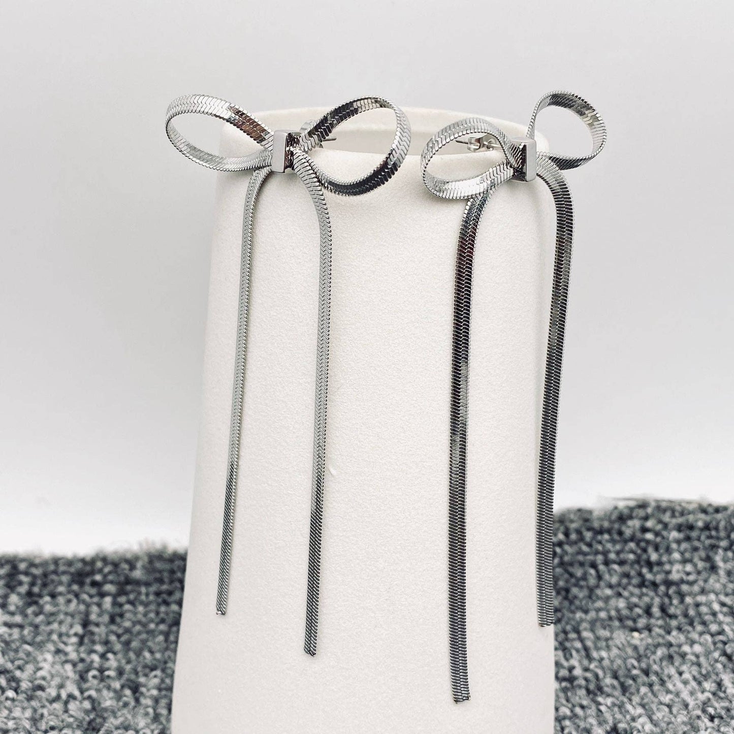 Chain Fringe Bow 18K Gold-Plated Stainless-Steel Stud Earrings