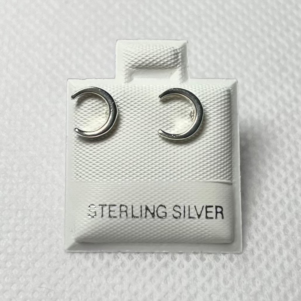 Mini Moon Shape 925 Sterling Silver Earrings