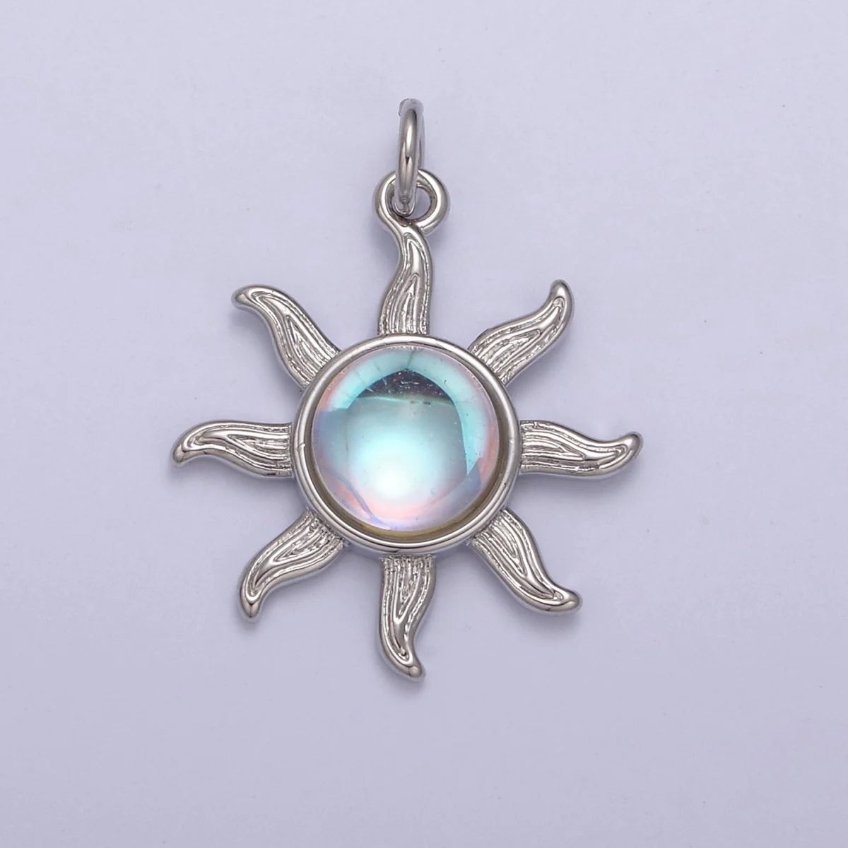 Rainbow Moonstone Sun Pendant in 14k Gold Filled June Birthstone Bohemian Celestial Jewelry