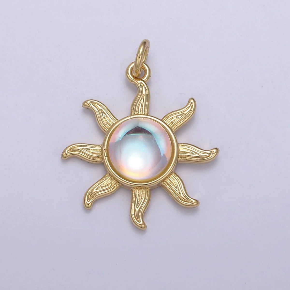 Rainbow Moonstone Sun Pendant in 14k Gold Filled June Birthstone Bohemian Celestial Jewelry